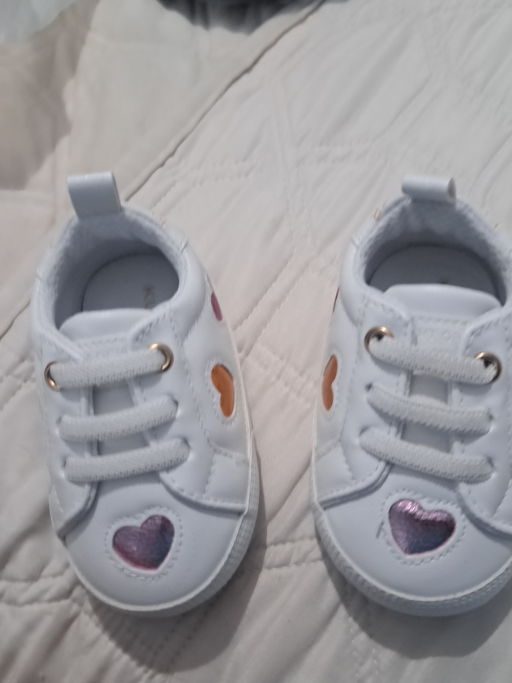 Kids White Heart Accent Sneakers